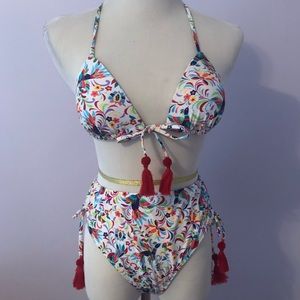 Gianni Bini high waisted floral swimsuit NWOT med